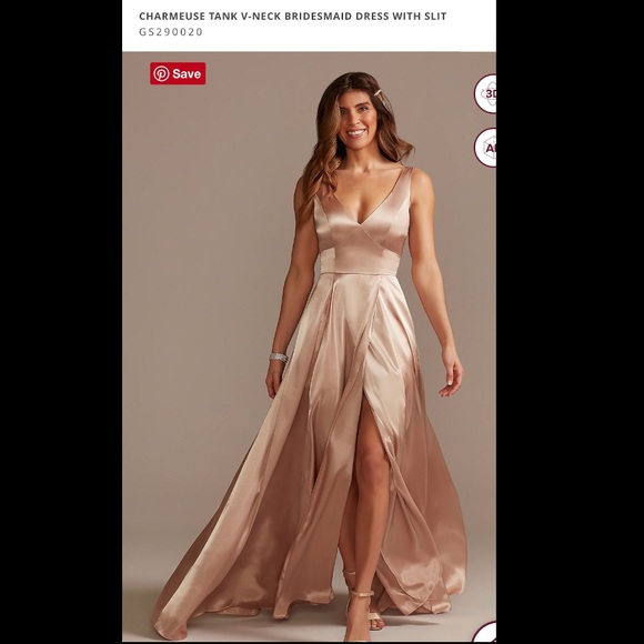 David's Bridal | Dresses | Davids Bridal Charmeuse Tank Vneck Bridesmaid  Dress Color Sand Size 2 | Poshmark